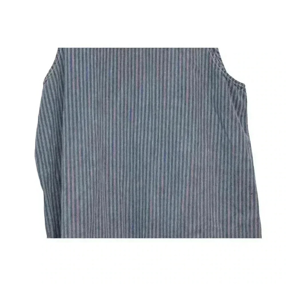 Vintage Chambray Denim Dress Size 20 Jumper Striped 90s Y2K Grunge Half Zip - Picture 9 of 11